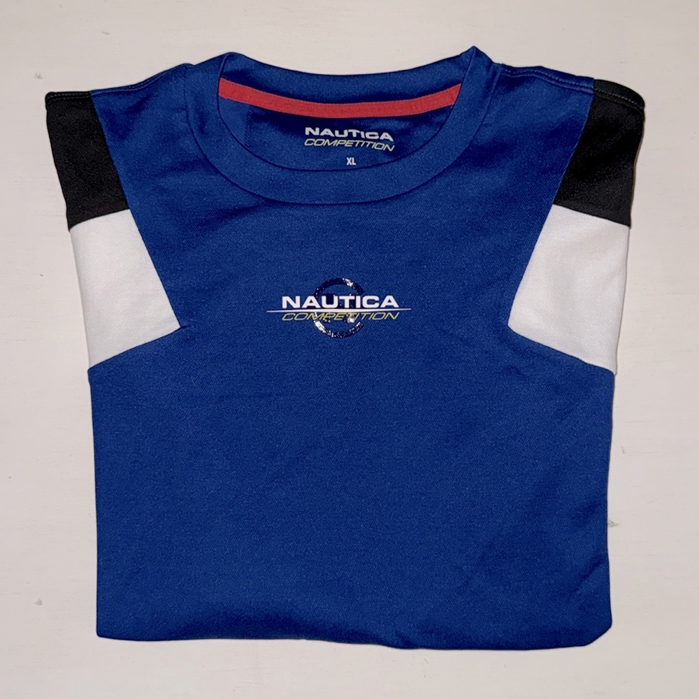 Nautica Blue and Black Colorblock Shirt NWOT